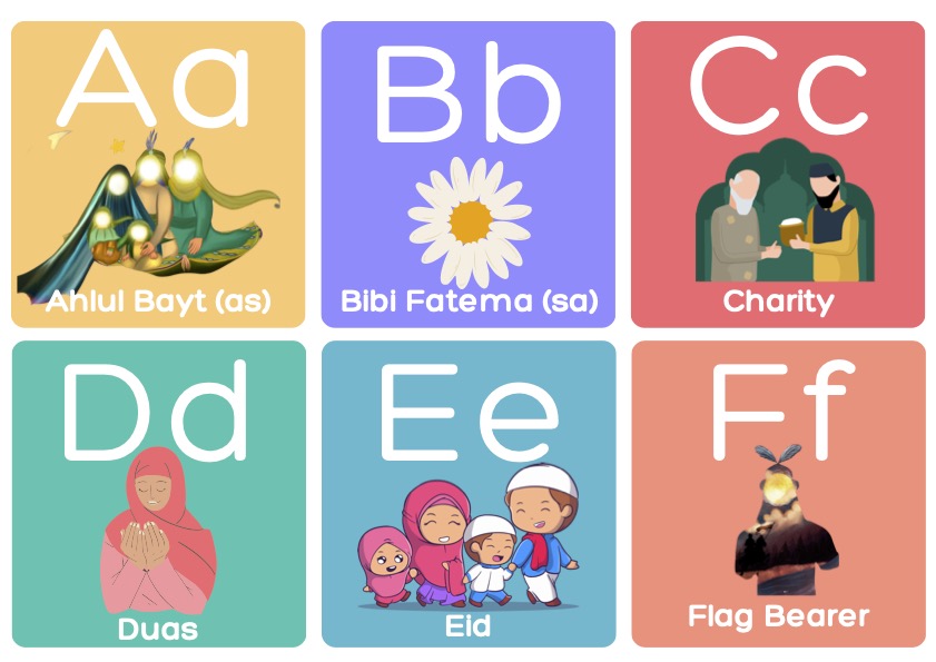 Colourful AhlulBayt Alphabet Flashcards