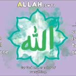 Educational page from a book "ABCs of Ahlulbayt" by Sanadi Publications with 'Allah' in a decorative design on a purple background