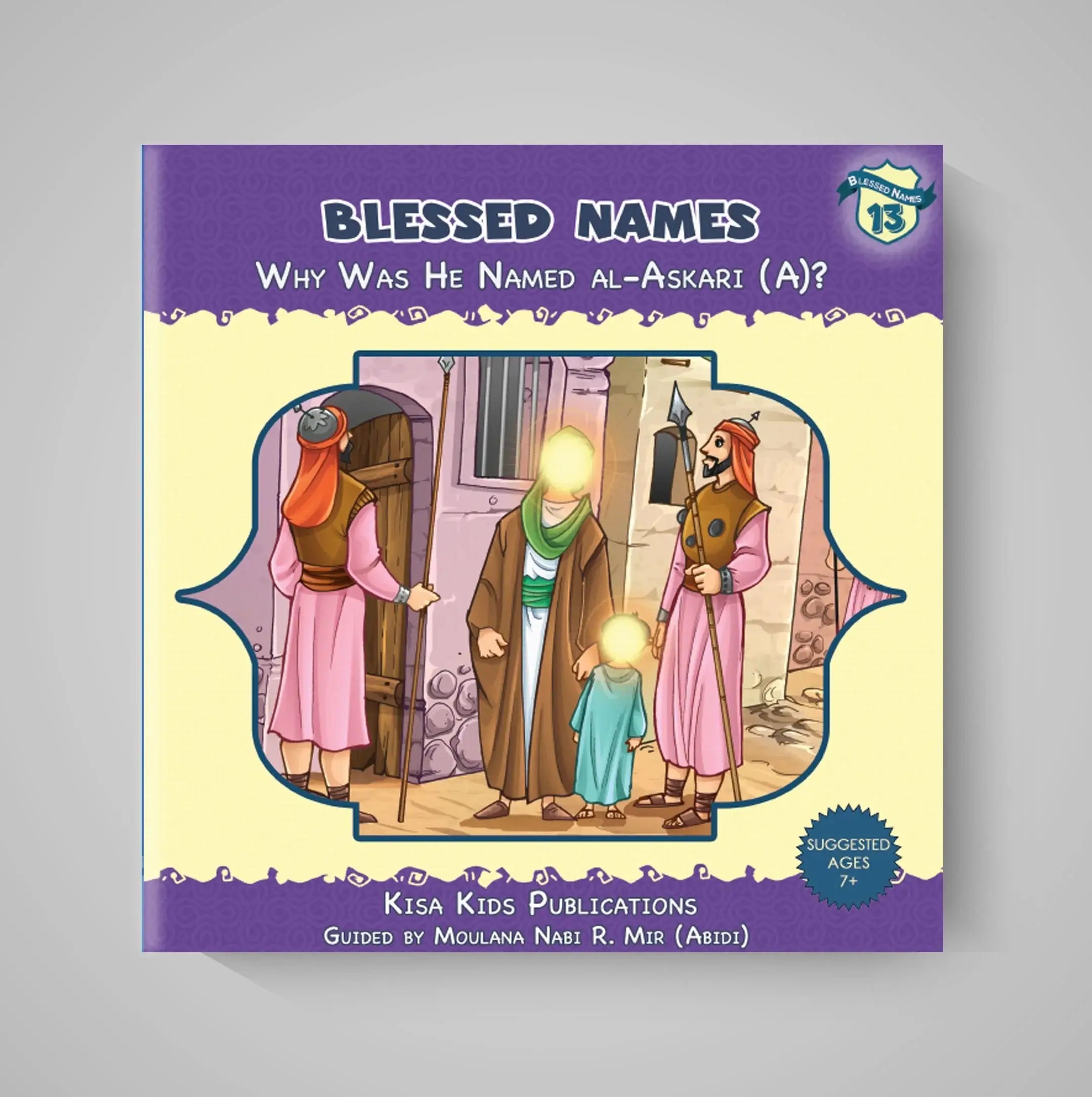 Book cover of 'Blessed Names' with a purple border and illustration of characters.