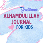 Journal for kids with 'Alhamdulillah' text and colorful design on a white background
