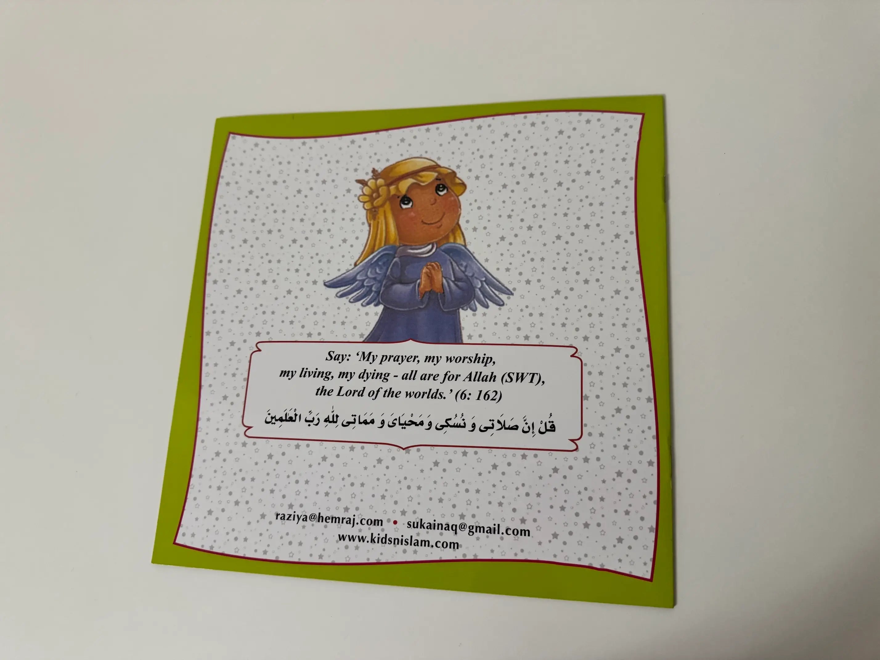 Card with angel illustration and text on a white background