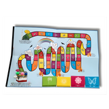 Colorful board game with cartoon characters on a white background
