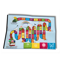 Colorful board game with cartoon characters on a white background