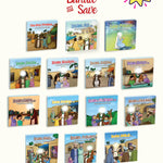 Set of children's books 14 Infallibles series with colorful illustrations on a white background.