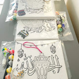 Canvas with Islamic design on a table