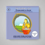 Book cover of 'The Guiding Light: Cleanliness in Islam' by Kisa Kids Publications on a gray background