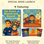 Promotional image for 'Wiladat of Bibi Fatimah (SA)' book launch with book covers and text.