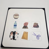 Set of illustrated cards with various images on a white background Shia Kids Budding Mumin