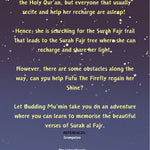 Text on a starry night sky background with a firefly and Quran references.