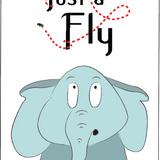 Book cover of 'Just a Fly' with an elephant illustration on a white background