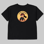 Black t-shirt with a "Little Azadar" design on a gray background