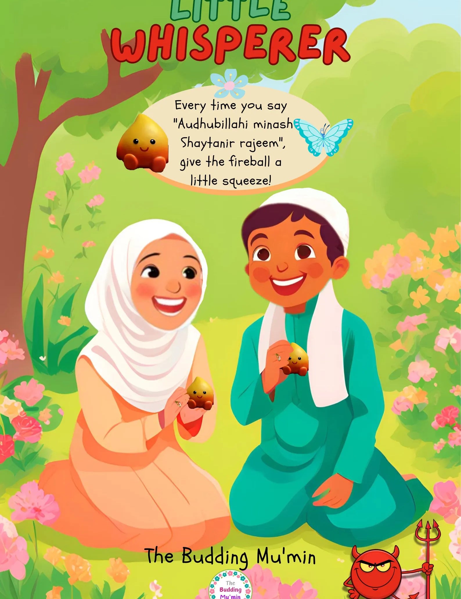 Book cover of 'Little Whisperer' with two children in a garden setting.