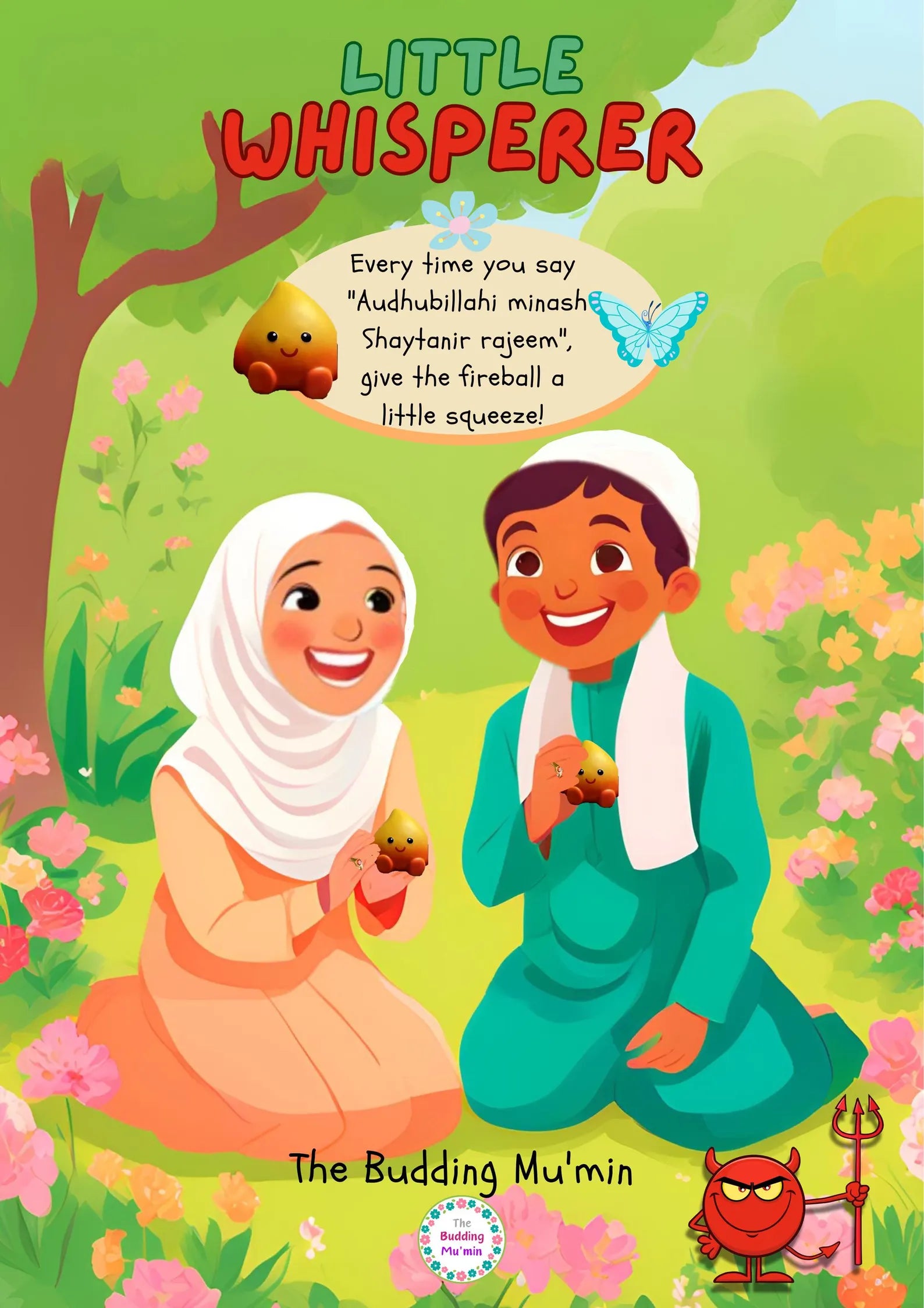 Book cover of 'Little Whisperer' with two children in a garden setting.