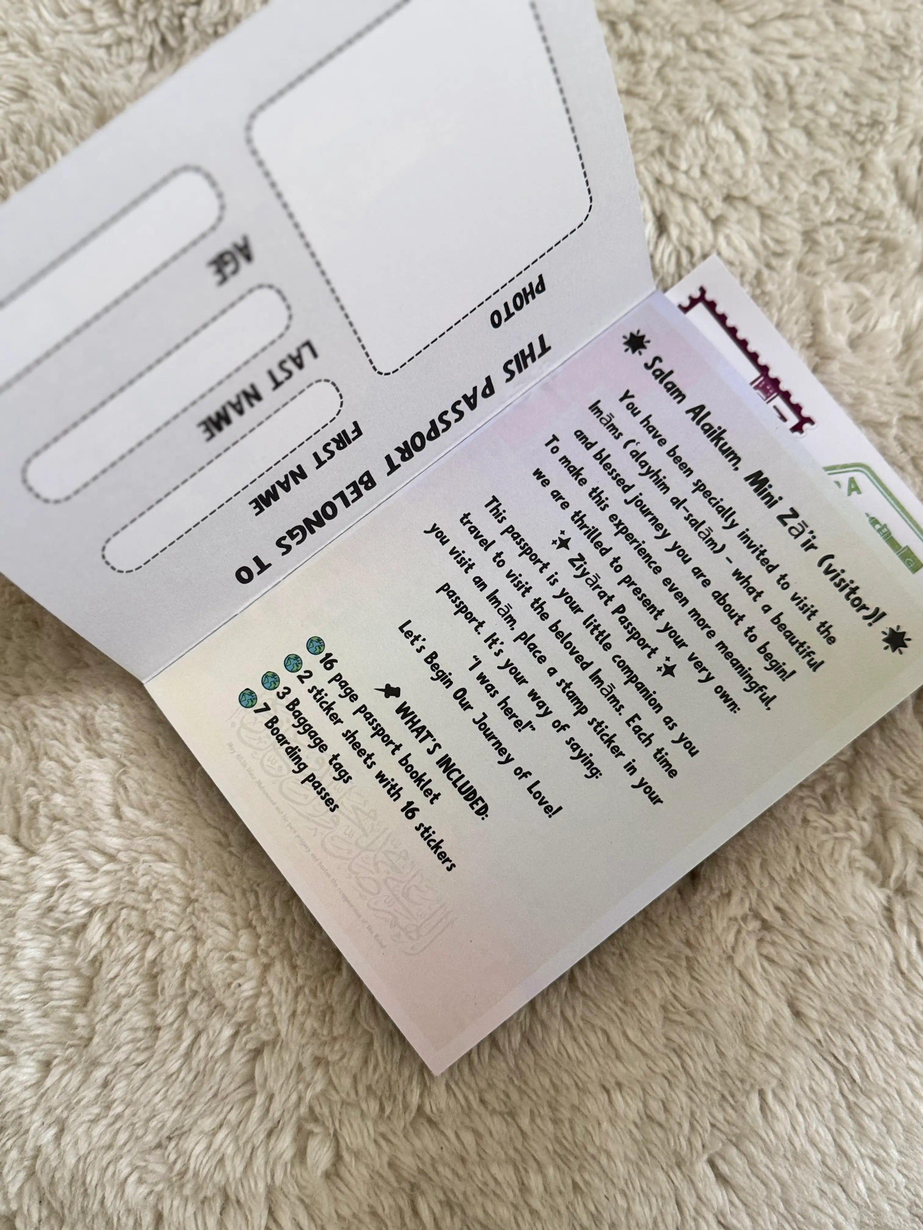 Pretend play ziyarah passport