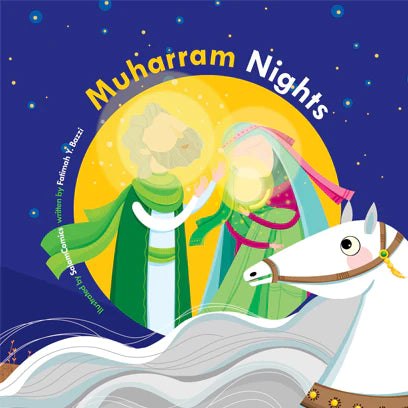 Muharram Nights is an Islamic children's poetry book. It portrays the battle of Karbala and the sacrifices endured in a language easily comprehended by children. The book practically illustrates the story of Imam Hussein's infant son; Abdullah, and the loyalty of our beloved Imam's horse; Zuljanah. Keeping our youth connected with the awaited son of Fatima (pbuh) the book is ended with a poem dedicated to our beloved Imam Mahdi.