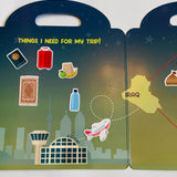 Magnetic book showing a page "Things I need for my trip" for kids to stick on magnetic book by For My Imaan