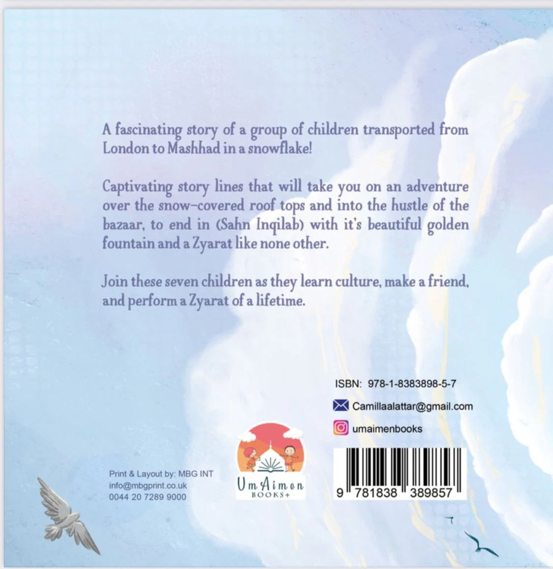 Book back cover with text and branding