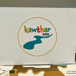 White board with 'Kawthar Kids' logo on a table
