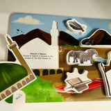 Educational Prophet Muhammad puzzle and landmarks on a wooden board by Kawthar Kids