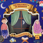 Book cover for 'The Holy Month of Ramadan' by Um Aimen Books with illustrations of a boy and girl looking out a window.