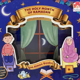Book cover for 'The Holy Month of Ramadan' by Um Aimen Books with illustrations of a boy and girl looking out a window.
