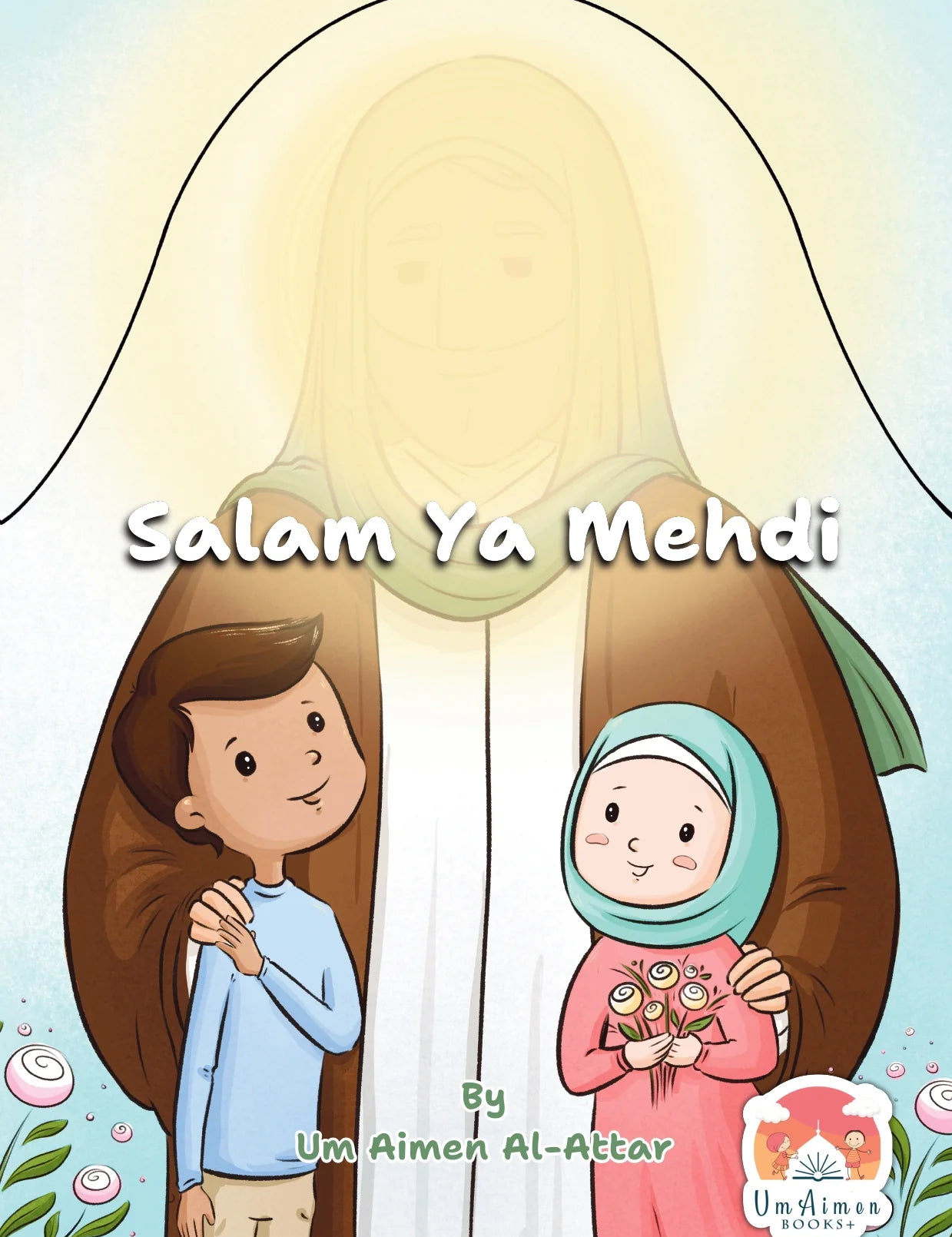 Book cover with two cartoon characters and text 'Salam Ya Mehdi' by Um Aimen Al-Attar