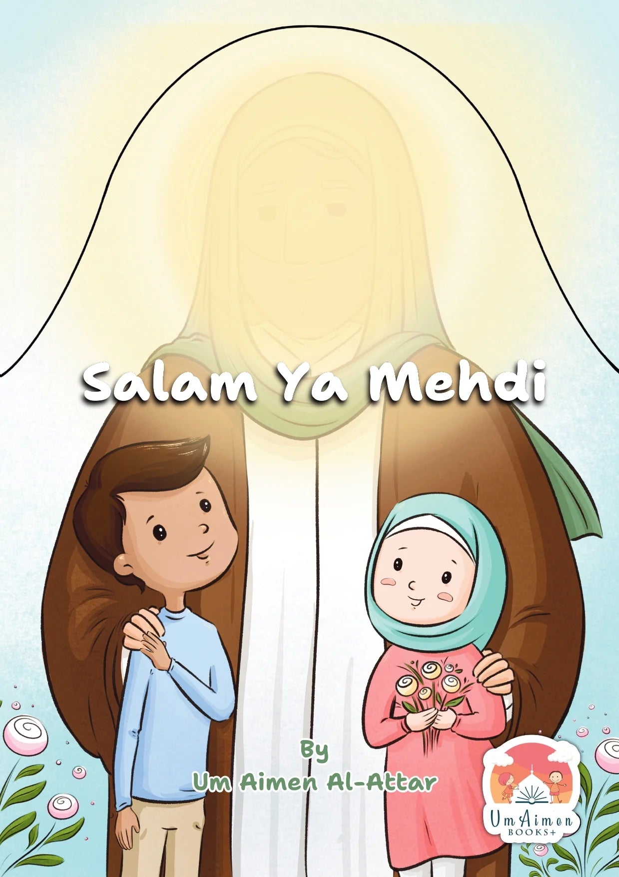 Book cover with two cartoon characters and text 'Salam Ya Mehdi' by Um Aimen Al-Attar