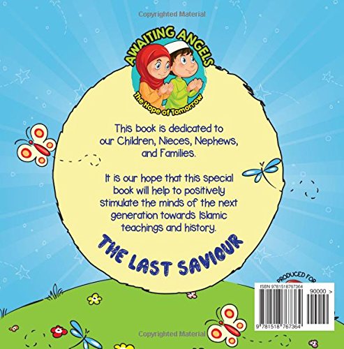 Colorful illustration of children with religious attire in a garden setting, with a backdrop of clouds and a sun motif, indicative of a children's book titled 'The Last Saviour The Sun Behind the Clouds'.